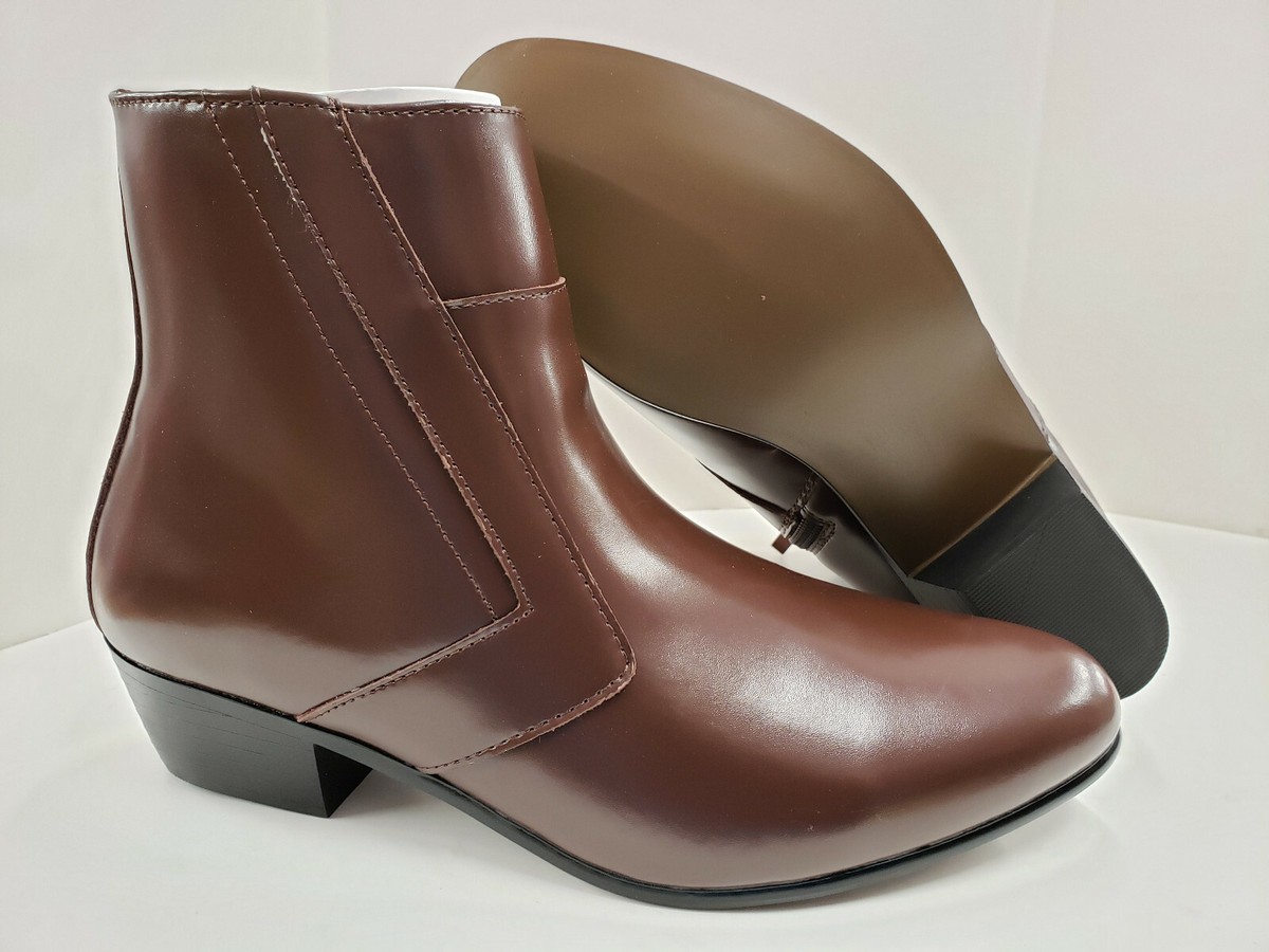 Mens Ankle Boots Size 45 Brown Leather Duomo Made In Italy Square Toe Slip On Men main image 4