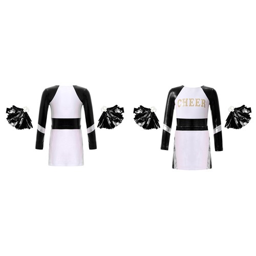 Girls Dance Leotard Long Sleeve Cheerleading Outfits Patchwork Uniform Stage - Picture 41 of 63