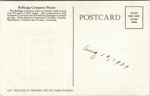 Postal Home of Kellogg Company Battle Creek Michigan - Imagen 2 de 2