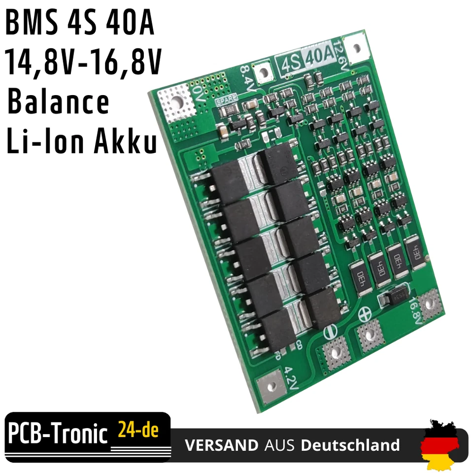 BMS 4S 40A Protection Platine Balance 16,8V LiFePo4 Li-ion 18650 Akku PCB Schutz