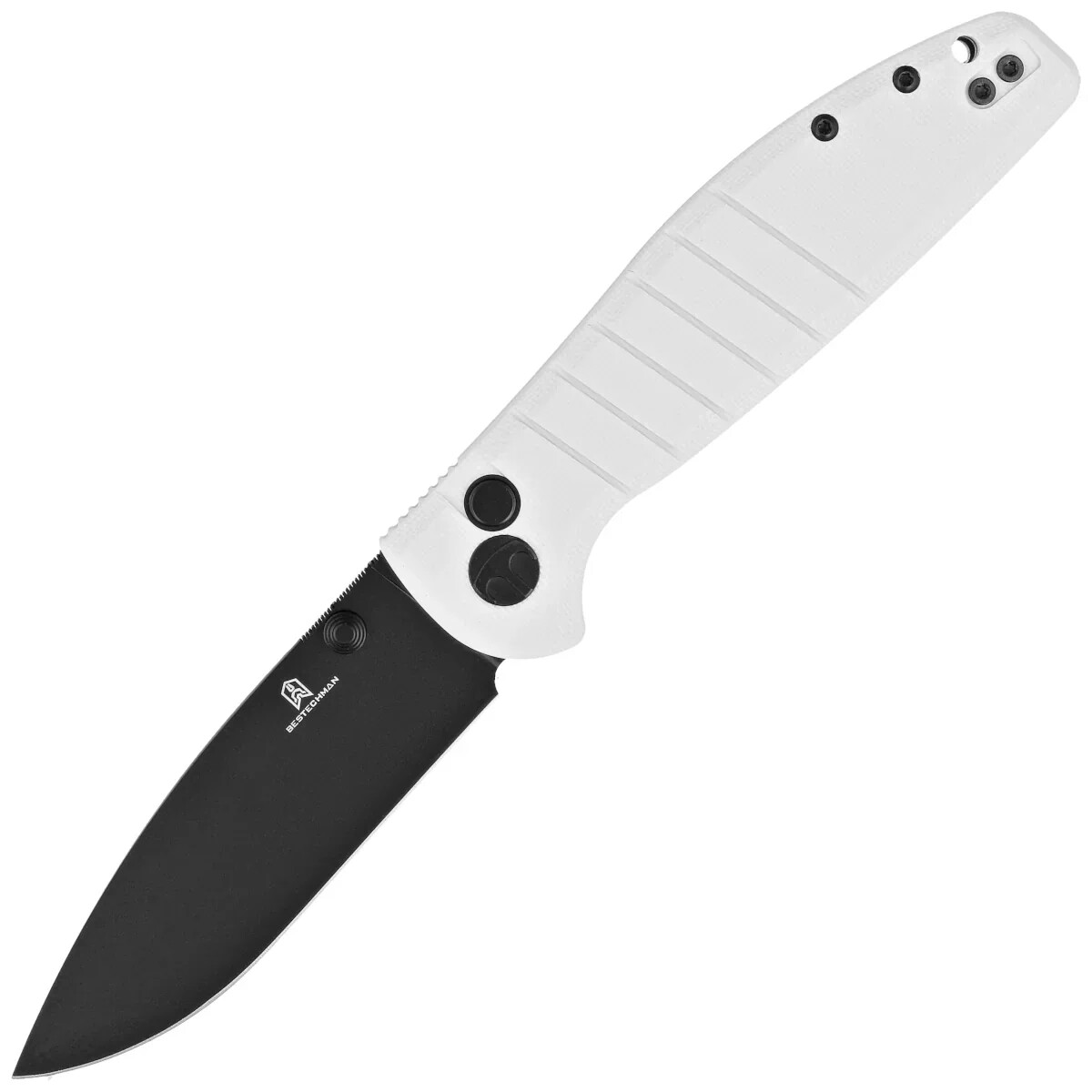 Bestechman Knife Goodboy White G10, Black PVD D2 by Keanu Alfaro