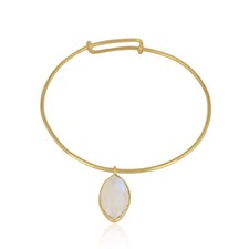 Natural Rainbow Moonstone Handmade 925 Silver Gold Plated Gemstone Bangle