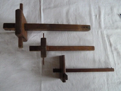 3 Trusquins outil à bois de tracage vintage pour menuisier ebeniste lot de 3 - Photo 1/4