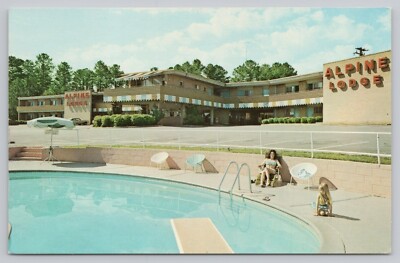 Postcard Alpine Lodge Riverside Drive Macon Georgia Pool View