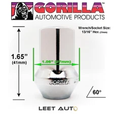 (5pc.) Gorilla Lug Nuts, Factory Style Bulge, 14mm x 1.50, Chrome, 61148FS