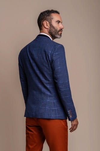 Herren Tweed Windowpane Check 3-teiliger Anzug - marineblau mit Rost Ausverkauf war 240€ - Bild 3 von 7