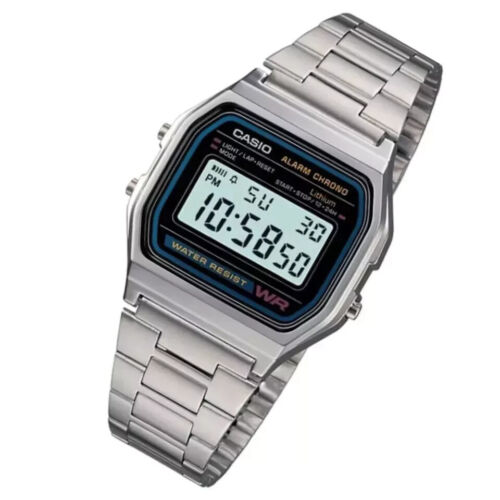 NEW CASIO Retro Classic Unisex Digital Steel Bracelet Watch A158WA-1YES Silver - Picture 2 of 5