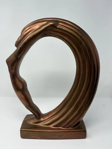 Royal Haeger Pottery Bronze Finish Woman Art Deco 1996 Rare Sculpture Figure