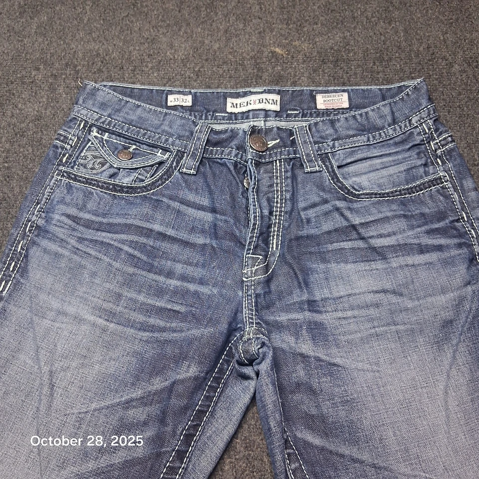 MEK DNM Debrecen Bootcut Y2K Jeans Size 33x32 Embroidered Button Fly Back Flap - Image 4 of 4