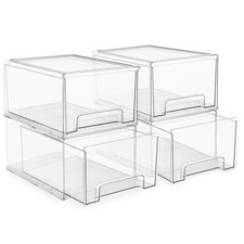 Sorbus 4 Pack Clear Plastic Stackable Drawers with Handles