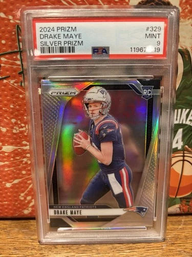 2024 Panini Prizm Drake Maye #329 Silver Prizm Rookie PSA 9 New England Patriots