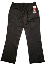 NWT ChefWorks Women's Black Cargo Chef Pants 2XL Elastic Waist Drawstring