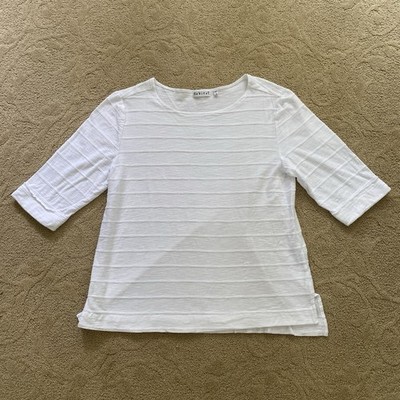 Habitat Textured Shirt Size Medium White Cotton Beachy Lagenlook Resort Boho