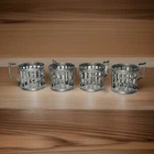 Set Of 4 Vintage 1985 Drink Coca Cola Metal Bell Coke Glass Holder VTG 80s Retro