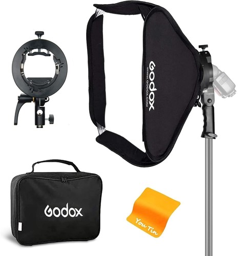 Softbox 24"x24" with S2 S-Type Speedlite Bracket, Bowens Mount Soft Box Kit f...