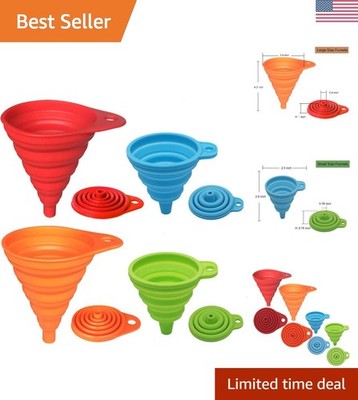 Kitchen Funnel Set 4 Pack, Small and Large, Kitchen Gadgets Accessories Folda...