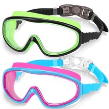 Kids Swim Goggles 2Pack, Wide Vision for Ages 315, Perfect for Swimming
