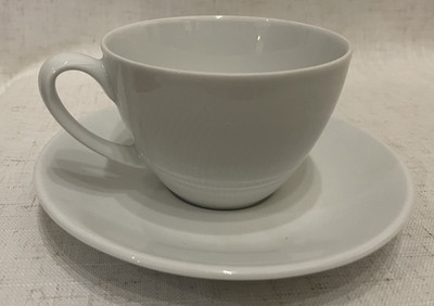 Vista Alegre Portugal White Fine Porcelain Tea Cup & Saucer Plain Elegant