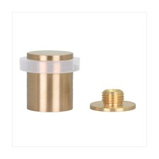 EVI Brass Door Stopper Screw Fastening White Rubber Protector 0.95x1.19 Inch