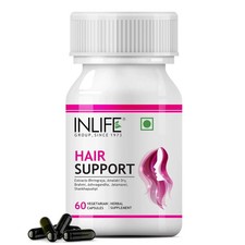INLIFE Hair Support Supplement, Bhringraj, Brahmi, Ashwagandha 500 mg - 60 Cap