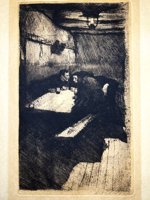 Käthe Kollwitz Etching, Beratung-Rejected Plate 3 Ein Weberaufstand-Signed VIIb