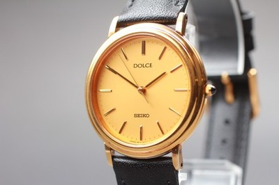 Vintage 1991 N NEUWERTIG Seiko Dolce 5E31-6C20 Quarz Gold Rund HAQ SGP Herren...