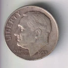 1953-D ROOSEVELT DIME 10¢ DENVER MINT 90% SILVER COIN UNITED STATES OF AMERICA