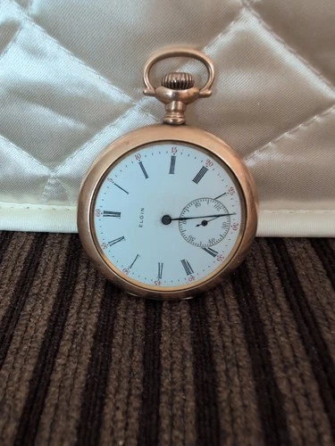 Antique 1900 ELGIN NATIONAL WATCH Co Pocket Watch Gold Plated ? Not tested. (FA)