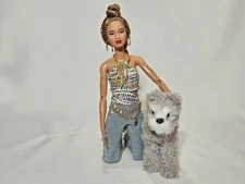 1/6 Scale Gray Fuzzy Giant Schnauser Barbie Doll Sized Pet Dog - Dog Only