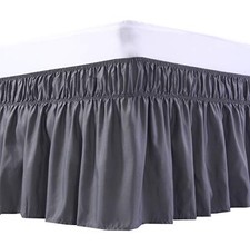MEILA Wrap Around Bed Skirt Three Fabric Sides Elastic Dust Ruffled 16 Inch T...