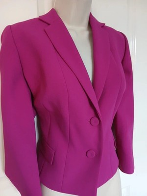 New Stunning Fuscia Cropped Elegant Jacket Hobbs London Size 14