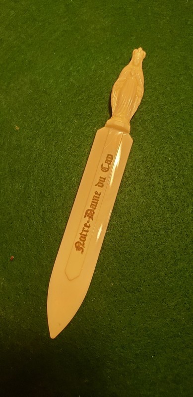 Vintage Notre Dame Letter Opener Plastic Cream Color 6”