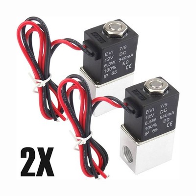 2PCS 1/4'' Fast Response Electric Solenoid Valve Air Water DC 12V Normally Closed