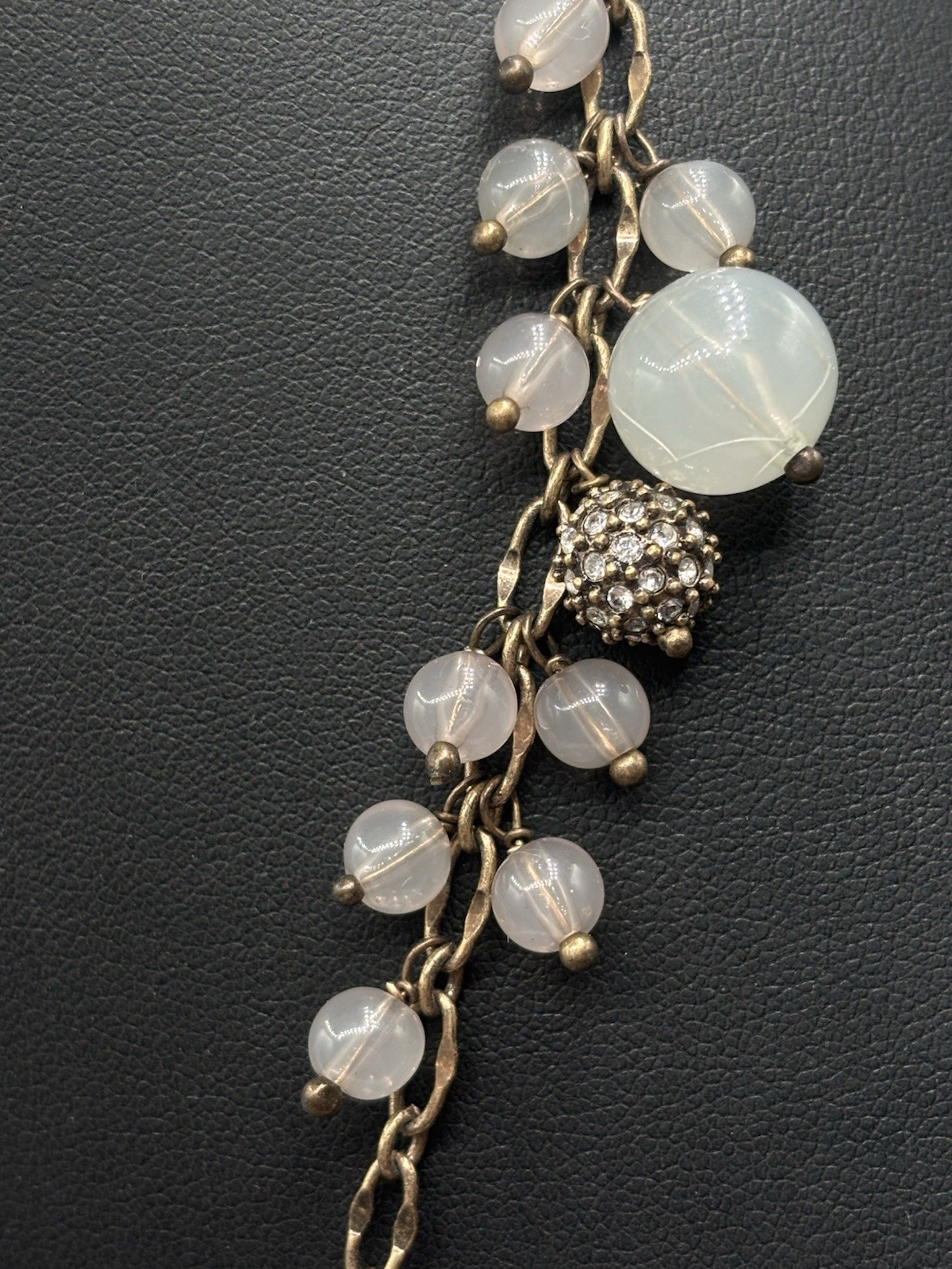 J CREW Gold Chain Dangling Translucent Light Gray… - image 4