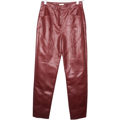 Aritzia Wilfred Pants Rebel Womens Size 4 Burgundy Vegan Leather Straight Ankle