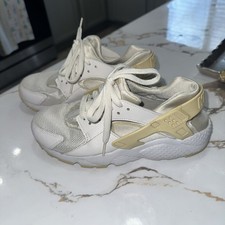 EUC Nike Air Huarache White Bone Running Shoes Sneakers 5Y Or 6 Women s