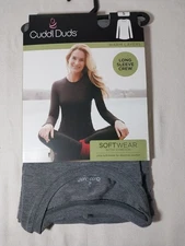 Cuddl Duds Softwear Long Sleeve Crew Warm Layers Gray Womens Small New