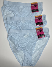 Maidenform Pure Comfort Stretch Lace Hi-Leg Bikini Panties S/5 Light Blue 3 Pack