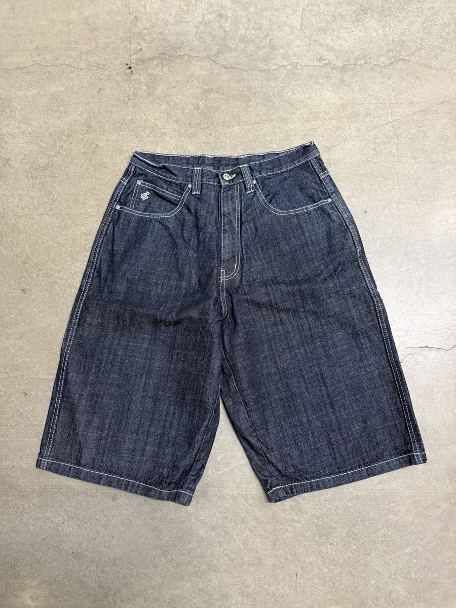 Vintage Y2K Rocawear Denim Jean Shorts Jorts Baggy Dark Blue Men's