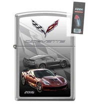 Zippo 204333 Chevy Corvette 2006 Chrome Lighter + FLINT PACK