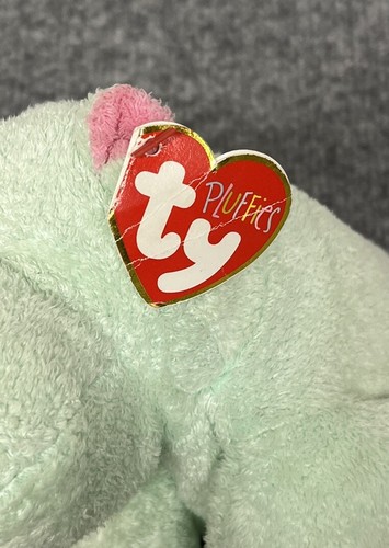 Ty Pluffies Tubby Hippo Green Pink Plush Stuffed Animal Lovey 2002 - Picture 5 of 5