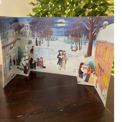 Christmas Advent Calendar Tri-Fold 3D Pop Out Vintage Christmas Village