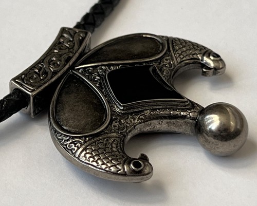 NIB Saint Laurent YSL Victorian Moon Black Braid Leather Pendant Necklace $1295 - Picture 16 of 20