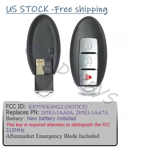 Llavero remoto inteligente 2009 2010 2011 2012 2013 para Nissan Murano 370Z KR55WK49622 Foto 4 de 4