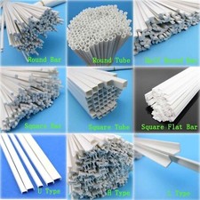ABS Bar Tube Styrene Plastic Strip Round Square Flat U H L Type Rod Length 250mm