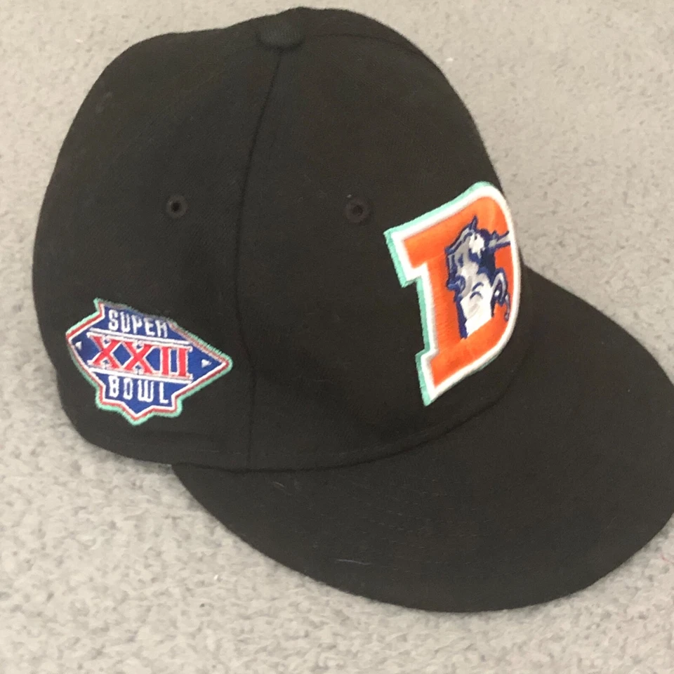 Denver Broncos Super Bowl XXII Patch New Era 59Fifty Hat Mens Size 6 7/8 Black - Image 3 of 4