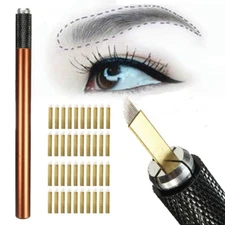 40pcs PCD 12 Pin Needles Microblading Permanent Eyebrow +1pc Tattoo Manual  Pen 