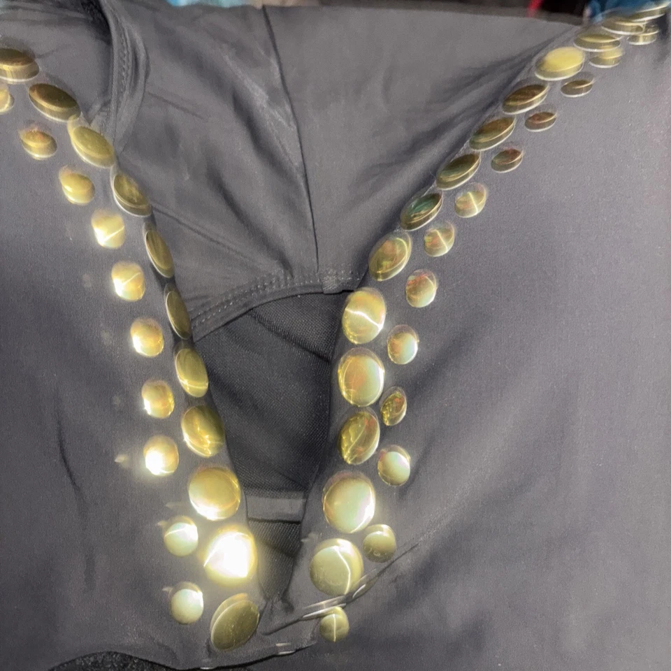 👠👙 Traje de baño Athena Boston negro adecuado tachuelas doradas anillos espalda baja talla 12 Foto 2 de 3