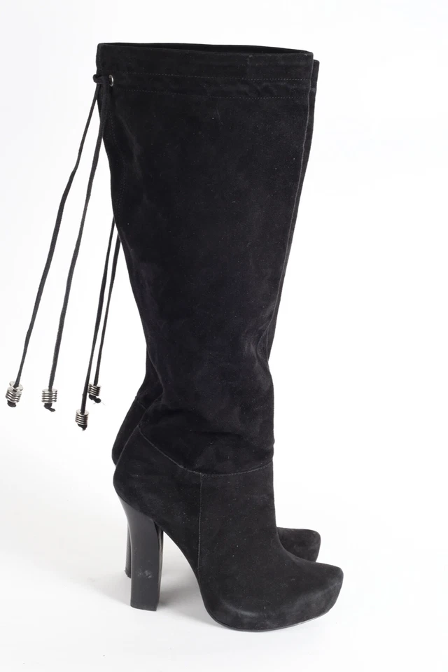 Botas hasta la rodilla BCBGirls negras gamuza plataforma holgada punta elegante talla 7 B Foto 2 de 4