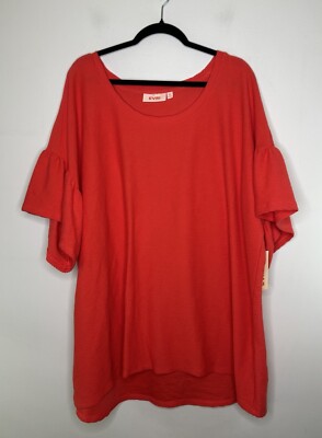 EVRI Red Tunic 3/4 Bell Sleeve Top Women s Size 3X NWT